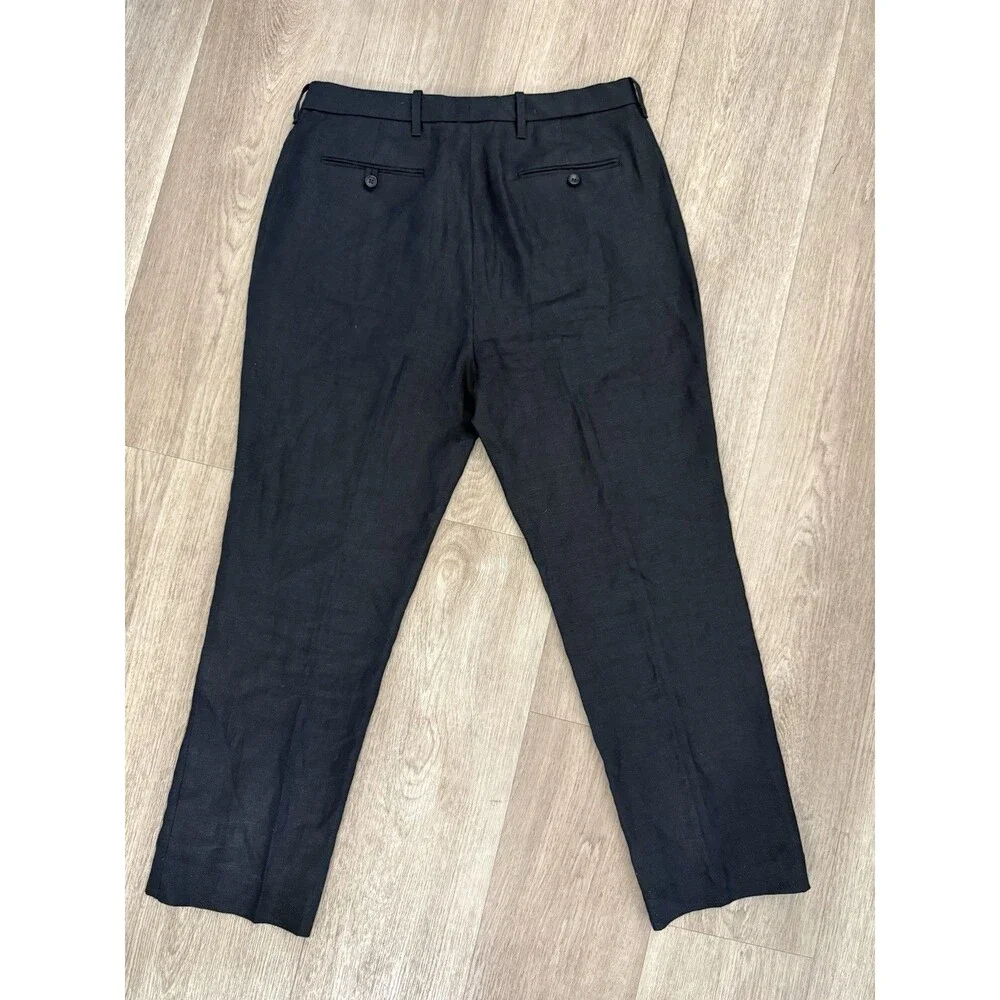 Todd Snyder New York Men 33x32 (fit 33x29) Black 100% Linen Dress Pants Trousers
